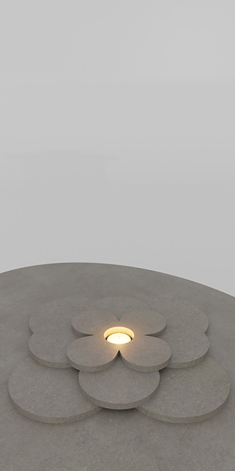Rosace, table basse, béton, bougie, L 80 x l 60 x H 24 x épaisseur 1 cm