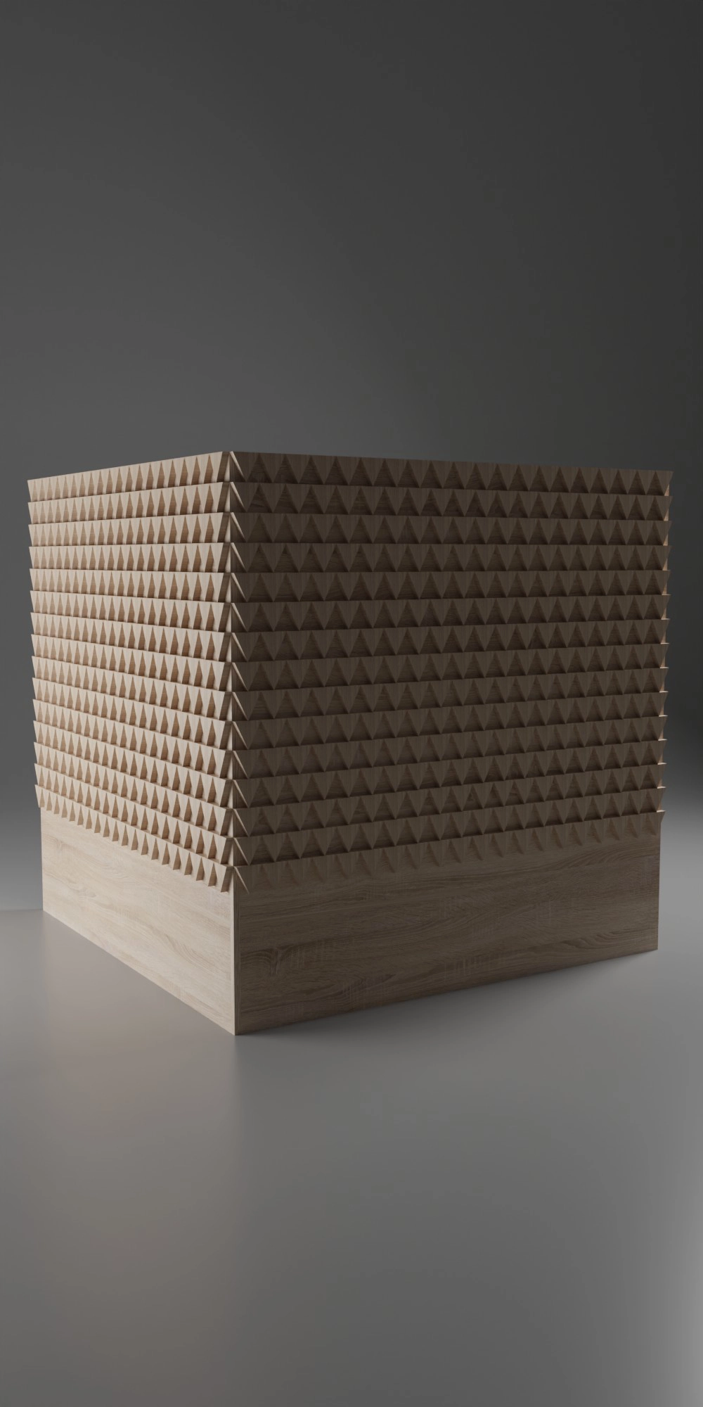 Façade intérieure, banc méditatif, chêne clair, jeu de veines, verni soyeux, 2x L 200 x H 200 cm, hauteur d'assise 40 cm